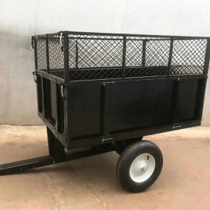 Heavy duty Steel Mesh Garden Trailer with Removable Fence for Yard Hauling and Farm Transport