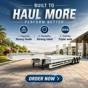 High Capacity 3 Axle Low Bed Trailer with Air Suspension for Heavy Machinery Transport in the Middle East Semi Trailer