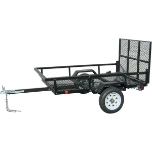 High Capacity ATV Tow Behind Tractor Trailer Durable Steel Frame Mesh Floor Hunting Camping Agricultural Material Transport