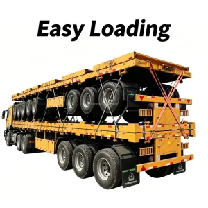 High Cost Performance Thickened Multi Size Semi trailer Steel 100ton Flatbed Trailers Suitable for Warehousing Logistics Factory