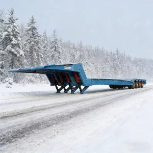 High Quality 100-ton Hydraulic Folding Gooseneck Low Bed Lowboy Heavy Duty Steel Semi Trailer