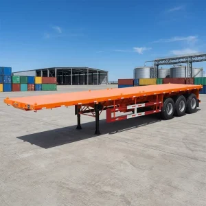 High Quality 20FT/40FT 3 Axles 12 Tire Steel Semi Trailer Flatbed Trailer Flat Bed Semi Trailer