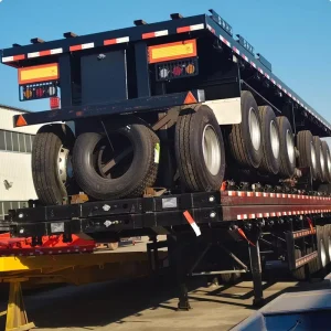 High Quality 3 Axle 40FT 50 Ton 60 Ton Flatbed Trailer Flatbed Container Transport Semi Trailers