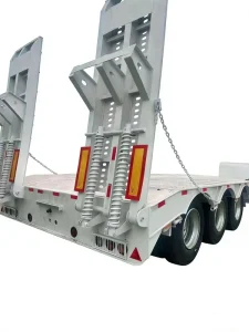 High Quality Heavy Duty Steel Lowbed Semi-Trailer Truck Trailers With Mechanical Ladder Leaf Spring Suspension