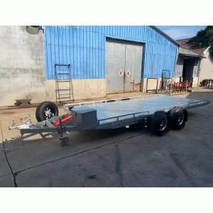 High Quality Manual Lifting and Lowering Steel 2 Axles Car Trailer for Export From China