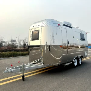 High Quality Travel Trailer RV Caravan Towable Camper Food Trailer for Camping Outdoor Travel Mobile Living with OEM Service