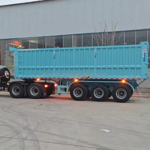 High Strength Rear Dump Semi Trailer 3 Axle 60Ton Hydraulic Tipping Trailer Residue-Free Unloading for Mining Aggregate Shipping