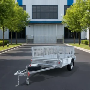 High performance Cost effective Hot dip Galvanized Single Axle Box Trailer with Caged Container for Cargo Transportation