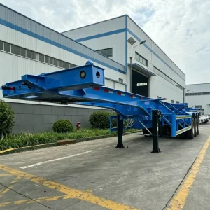 High-quality custom-made skeleton trailer with Leaf Spring 60T engineering equipment transportation trailer