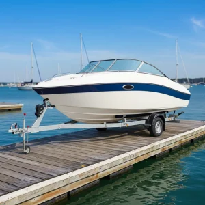 Hot Dip Galvanized All Terrain Utility Boat Trailer 4.4m Single Axle for Universal Marine Boat Hauling