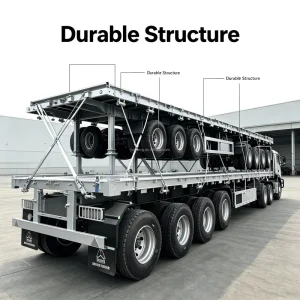 Hot selling heavy duty flatbed trailer 20 40 foot container universal trailer with spring suspension and wear resistant axle