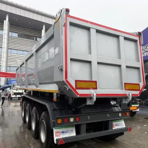 Hydraulic Cylinder Rear Dump Semi Trailer 80 Tons 3 Axles 25cbm Air Suspension Tipper For Coal Mine Stone