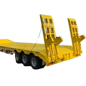 Hydraulic Detachable Gooseneck 40T 60T 100T Lowbed Cargo Truck With Three Axles Semi Trailer
