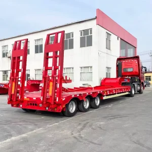 Hydraulic Steel Gooseneck Lowboy Semi Trailer High Capacity 12r22.5