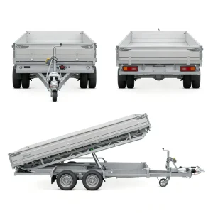 Hydraulic Tipping Trailer 2 Axle Heavy Duty Dump Trailer for Cargo Farm Use Galvanized Steel Construction 2000kg Payload