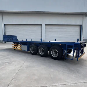Industrial 3 Axle Flat Semi Trailer With 40T Load Heavy Duty Suspension for Logistics