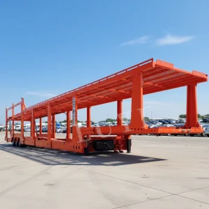 LUYI Steel 3 Axle Double Deck Car Carrier Semi Trailer for 8 Vehicles Electro Hydraulic Lifting System Mechanical Suspension