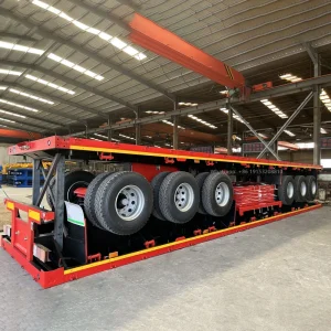 Liangshan Tri Three 3 Axles New Style 40Ft Flatbed Trailer Container Trailer 40Ft