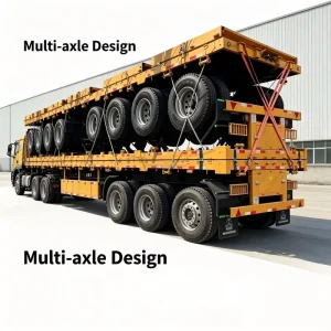 Lightweight High strength Steel Low Plate Trailer Heavy duty Six Axle Full Trailer Large Tonnage Bearing Capacity