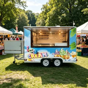 Lightweight Rectangular Food Trailer Easy to Tow and Set up for Small Business Owners Selling Snacks Drinks or Desserts