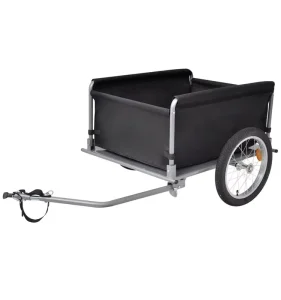 Loading 60kgs Metal Frame Camper Folding Double Axle Bike Cargo Trailer Removable Fabric Cover Bicycle Cart Trailer