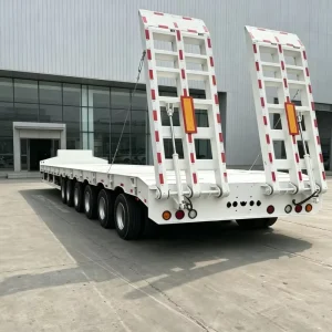 Low Bed Semi Trailer 60~150T Leaf Spring Suspension Low Load Trailer