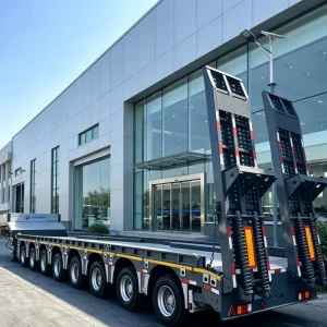 Low Bed Semi Trailer Leaf Spring Engineering Machinery 3 Axle