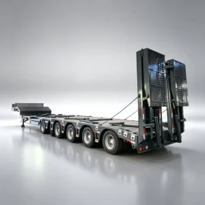 Low Bed Semi Trailer with Reinforced Ramps for Heavy Machinery