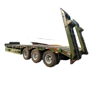 Low Bed Semi-Trailers 40′ & 20′ Steel Material Container Load Truck Trailers