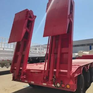 Low Bed Semi Trailers Low Flatbed Steel Semi Trailer Payload Lowboy Loader 3 4 Axle Container Trailer