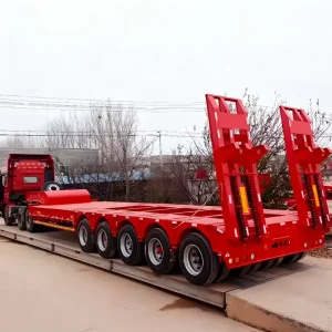 Low Bed Trailer 100 Tons Capacity for Excavator or Other Heavy EquipmentTransport
