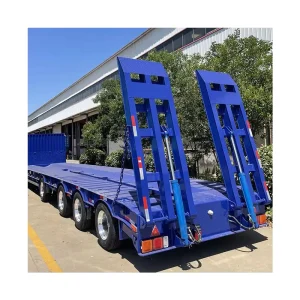 Low Flatbed Semi Trailer Heavy Machinery Transport Lowbed Semi Trailer for Sale