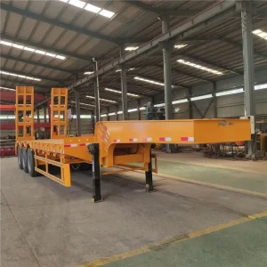 Low Platform 60 Tons 3 Axles Lowbed Semi Trailer for Heavy Duty Transport