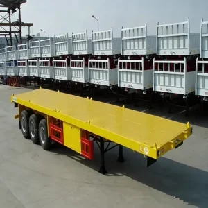Low Price 2 3 4 Axles Container Carrying Transport Truck Flat Bed Truck Trailer 20ft 45ft 40ft Container Flatbed Semi Trailer