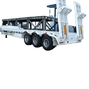 Low Price 80 Ton 3 Axle Steel Heavy Duty Lowbed Semi Trailer