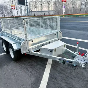 Low Profile Steel Tandem Axle Car Hauler Trailer with Tipper Mechanism and Cage Design for Cargo and Utility Use