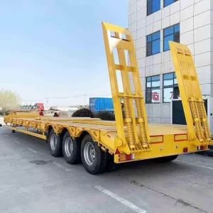 Lowbed Trailer 3 Axle Low Bed Loader 50 60 80 Ton Gooseneck Lowboy Semi Truck Trailer