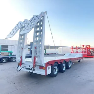 Lowboy Trailer Construction Machinery Transport 3 Axle Low Bed Semi Trailer Heavy Duty Lowbed