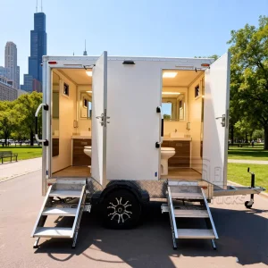 Luxury Mobile Bathroom Trailer Temporary Public Portable Toilet Trailer Mobile Restroom Trailer with Air Conditioner