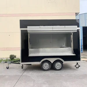 Mini Square Towable Food Trailer Small Mobile Coffee Ice Cream Cart Stainless Steel Custom Street Snack Vending Trailer