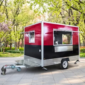 Mobile Food Cart Fast Food Trailer with Stainless Steel Frame 4 Wheel Design for Snack Food Candy Chips Commercial Use in China