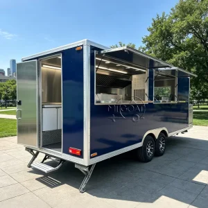Mobile Food Trailer Commercial Food Cart Fiberglass Coffee Food Truck with Kiosk Vintage for Street Legal