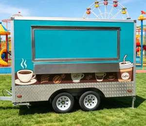 Mobile Food Trailer Double Axle Fully Equipped Fast Food Concession Cart Coffee Juice Beverage Ice Cream Catering