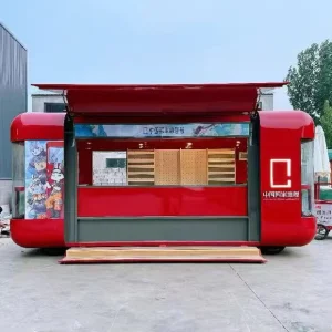 Mobile Food Trailer Full Kitchen Fast Food Snack Coffee Ice Cream Pizza Hot Dog Burger Fried Food Vending Fiberglass Aluminum