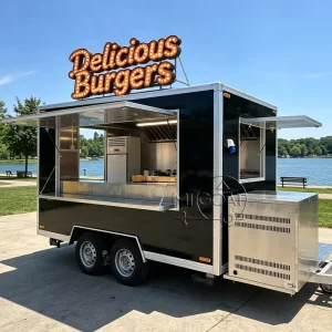Mobile Food Trailers Fully Equipped USA Approved Step Food Trucks Commercial Fast Food Truck for Pizza Hot Dog