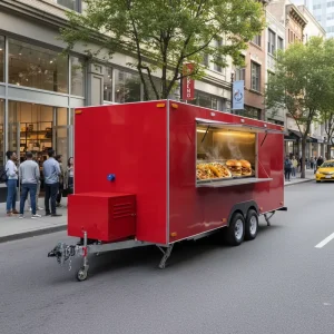 Mobile Food Truck Full Kitchen Portable Food Trailer Candy Fast Food Chips Aluminum Frame Rust Resistant Outdoor Use