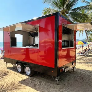 Mobile Kitchen Fast Food Trailer Camion De Nourriture Wood Fire Pizza Oven Trailer BBQ Food Truck for Sale