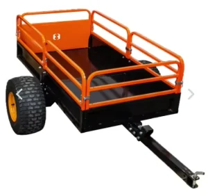 Multi Purpose Heavy Duty Steel Mesh Utility Trailer for ATV Orange Steel Railed Trailer 1500lbs Load Capacity for Garden Farm