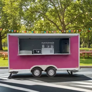Multi functional traction mobile dining car, outdoor market snack sales trailer, complete set of kitchenware configuration
