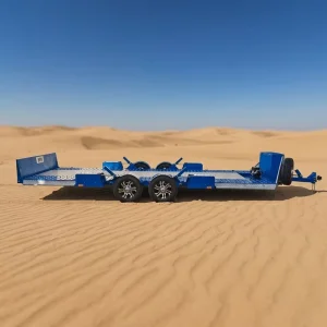Multi-purpose Blue Flat Trailer with Spare Tire Extra Wide Deck Custom Size Service for Jobsite & Agricultural Transportation